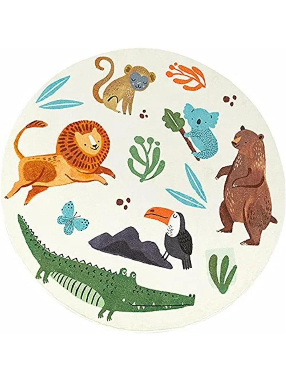 Kids Play Rug, Lovely Forest Round Area Rug Nursery Door Mat Soft Plush